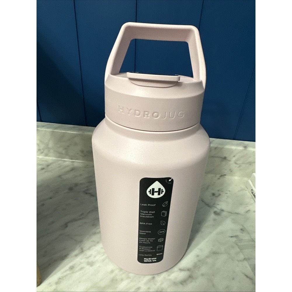 HydroJug Sport 64 Oz Stainless Steel Tumbler‎ Water Bottle With Straw Pink Sand